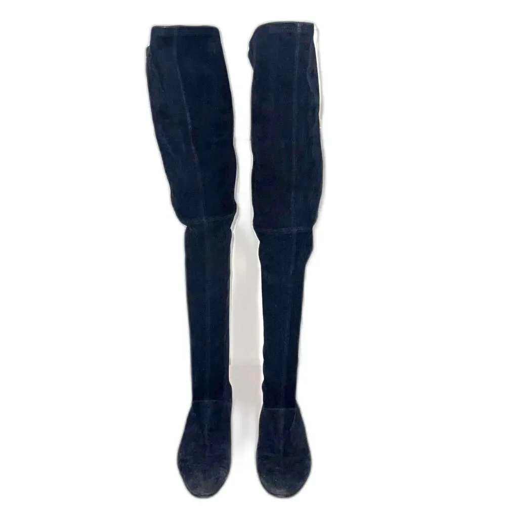 Salvatore Ferragamo Faux Suede Thigh High Flat Boot - Black 8.5